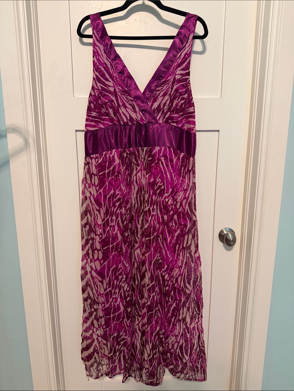 Jessica Taylor Vintage Magenta Animal-Print Maxi Dress Resortwear Plus Size 2X
